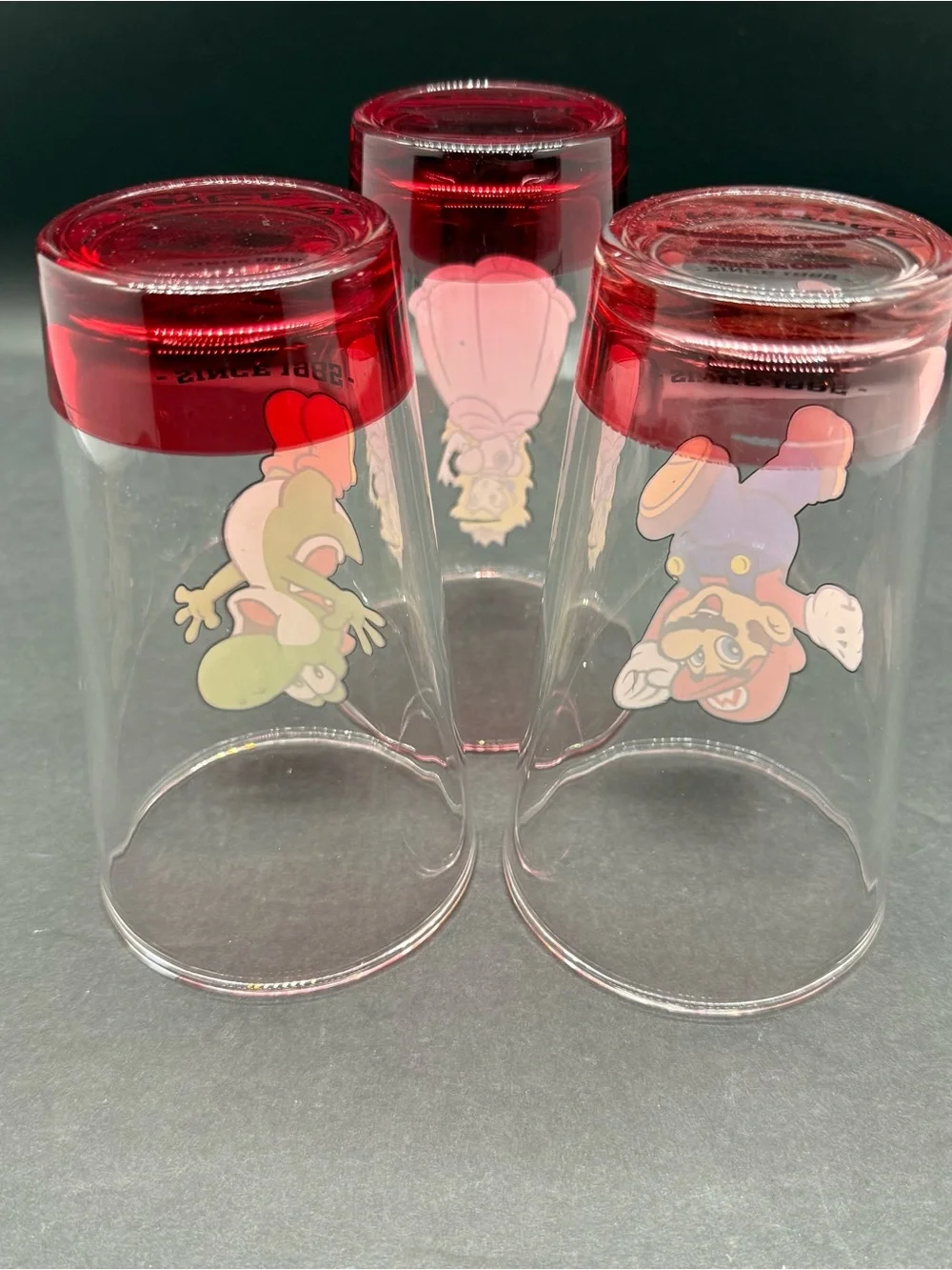 Super Mario Mario, Luigi, Princess Peach Pint Drinking Glasses Set of 3 Vintage